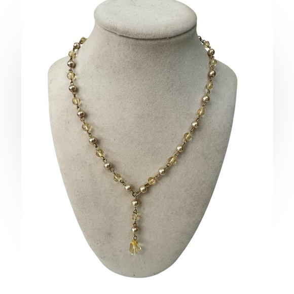Claire's Jewelry - Claire’s Vintage-Style Gold Pearl & Crystal Drop Necklace – Mob Wife Glam Y2K